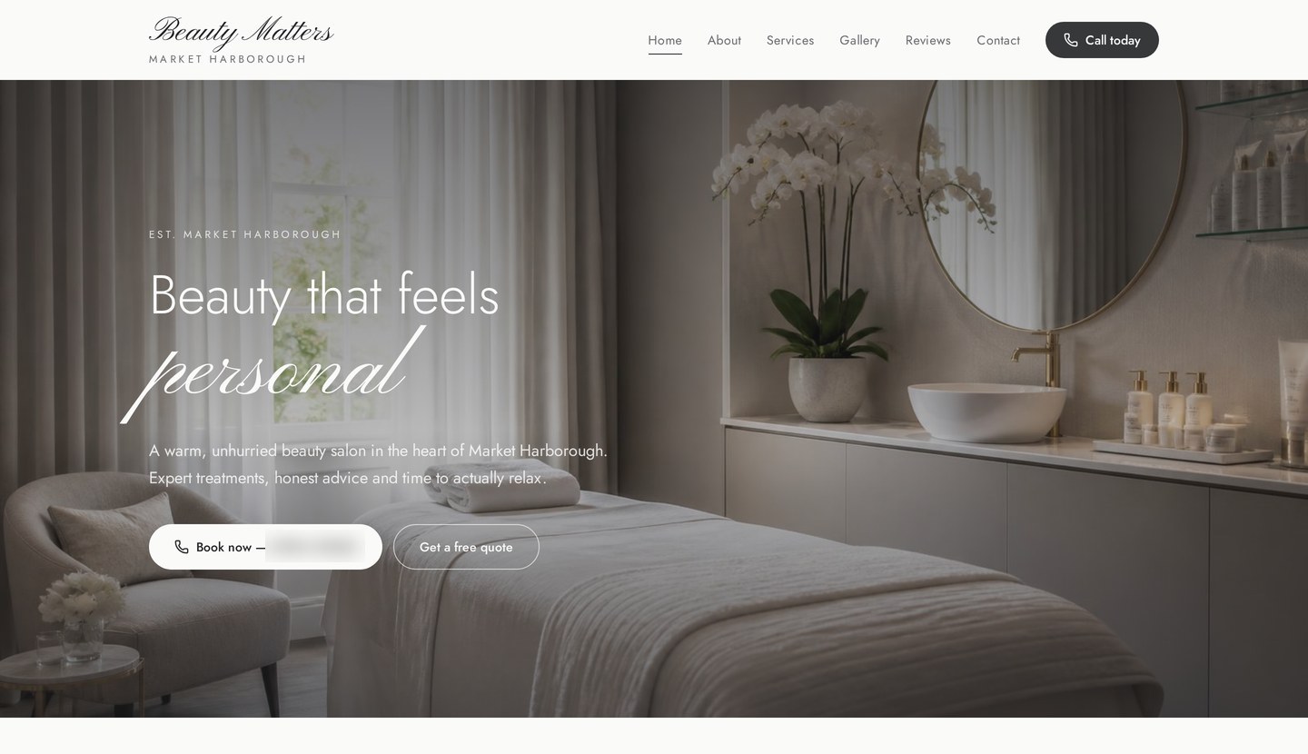 Beauty Matters website homepage designed by Webly Co. LTD